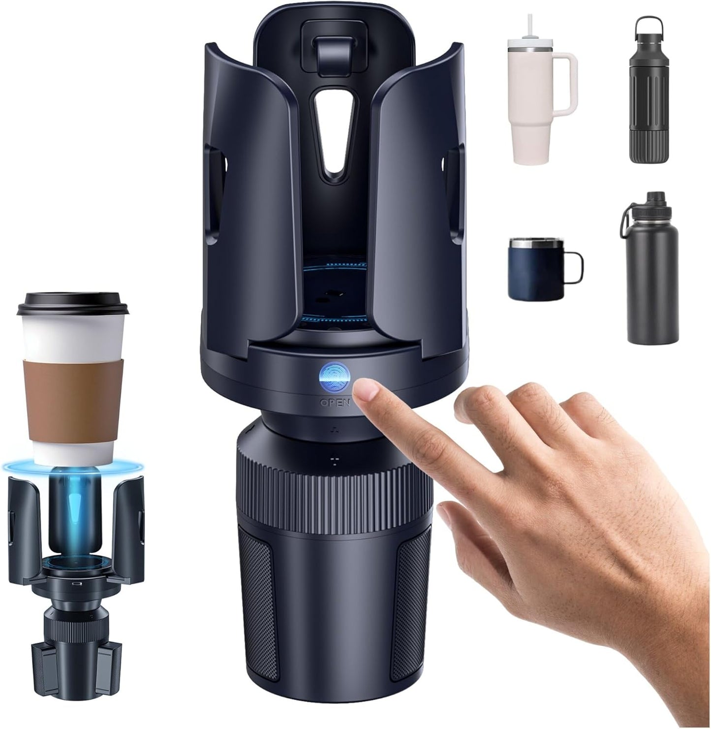 Intelligent Car Cup Holder Expander, Automatic Adjustable, Fits 2.76-4.82in for Coffee Mugs & Large Water Bottles & Travel Tumbler，Auto Cup Holder with Adjustable Insert Accessories