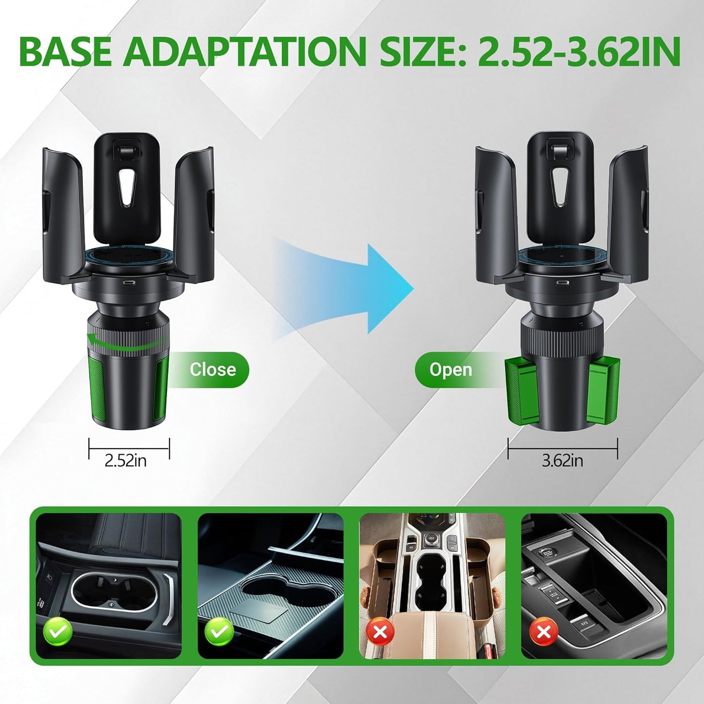 Intelligent Car Cup Holder Expander, Automatic Adjustable, Fits 2.76-4.82in for Coffee Mugs & Large Water Bottles & Travel Tumbler，Auto Cup Holder with Adjustable Insert Accessories