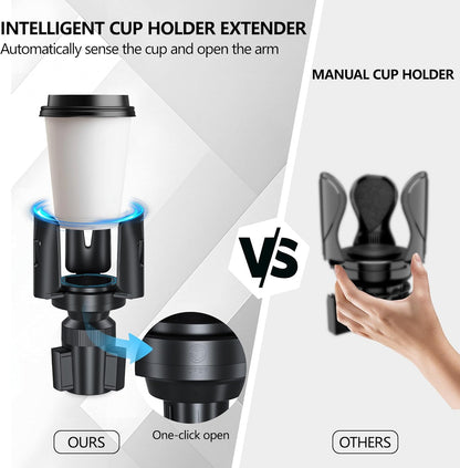 Intelligent Car Cup Holder Expander, Automatic Adjustable, Fits 2.76-4.82in for Coffee Mugs & Large Water Bottles & Travel Tumbler，Auto Cup Holder with Adjustable Insert Accessories