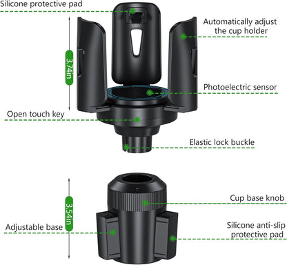 Intelligent Car Cup Holder Expander, Automatic Adjustable, Fits 2.76-4.82in for Coffee Mugs & Large Water Bottles & Travel Tumbler，Auto Cup Holder with Adjustable Insert Accessories