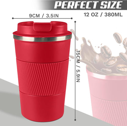 Vacuum Insulated Stainless Steel Travel Coffee Mug,Leak Proof Cup with Lid | 304 stainless steel mug with vacuum insulation, leak proof lid, silicone grip and car cup holder friendly design