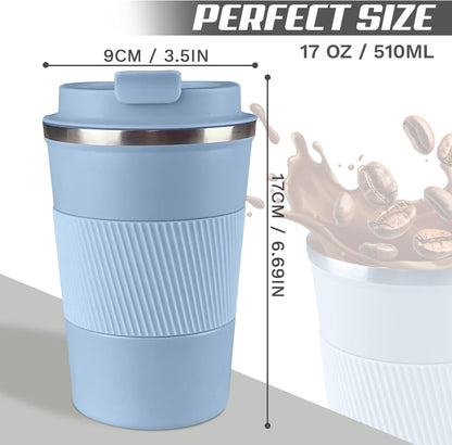 Vacuum Insulated Stainless Steel Travel Coffee Mug,Leak Proof Cup with Lid | 304 stainless steel mug with vacuum insulation, leak proof lid, silicone grip and car cup holder friendly design