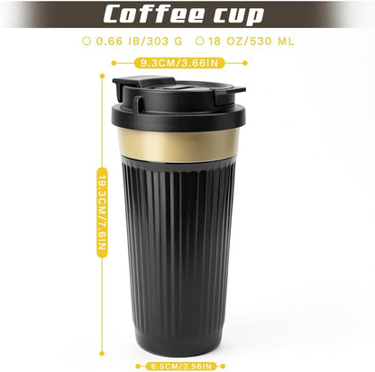 Vacuum Insulated Stainless Steel Travel Coffee Mug,Leak Proof Cup with Lid | 304 stainless steel mug with vacuum insulation, leak proof lid, silicone grip and car cup holder friendly design