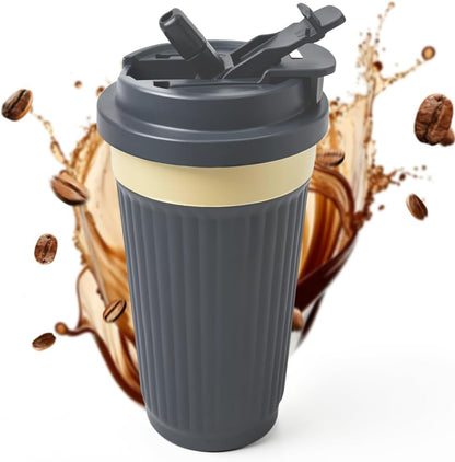 Vacuum Insulated Stainless Steel Travel Coffee Mug,Leak Proof Cup with Lid | 304 stainless steel mug with vacuum insulation, leak proof lid, silicone grip and car cup holder friendly design