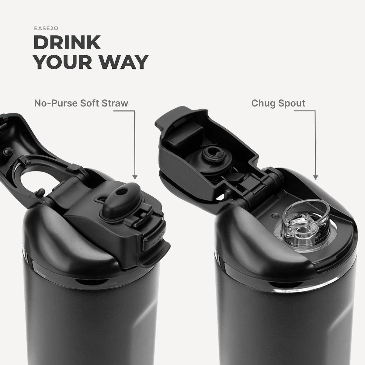 Ease2o 32oz Insulated Water Bottle, Straw & Chug, Sweet Pea