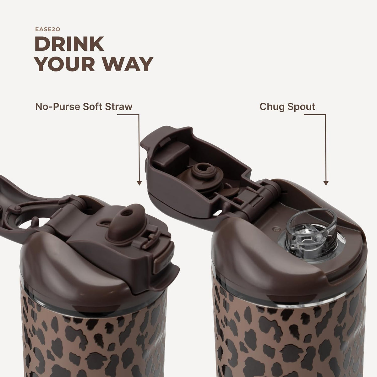 Ease2o 32oz Insulated Water Bottle, Straw & Chug, Sweet Pea