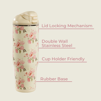 Ease2o 32oz Insulated Water Bottle, Straw & Chug, Sweet Pea