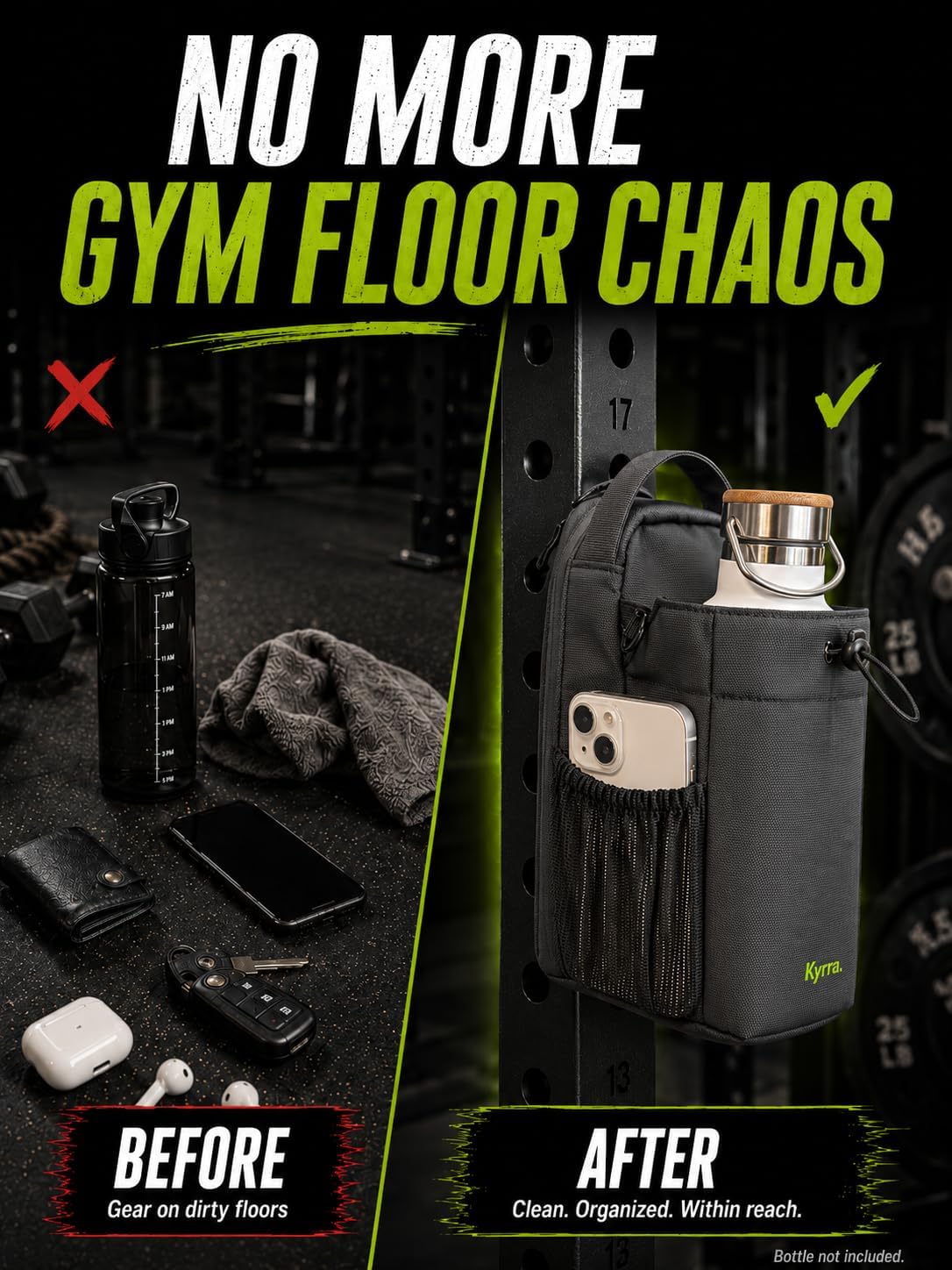 . Magnetic Gym Bag & Water Bottle Holder with N52 Magnets Crossbody Sling for Men Women Fits Hydro Flask Yeti Owal Small Gym Bag AirTag Phone Key Storage Bonus Wet Gear Pouch Workout Travel Gift