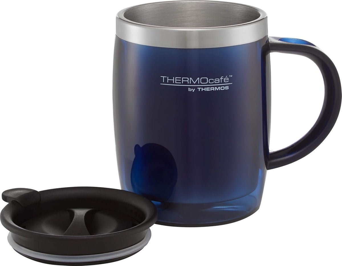 Translucent Desk Mug, Stainless Steel, Blue, S (Pack of 1), 450 ml