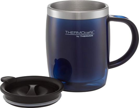 Translucent Desk Mug, Stainless Steel, Blue, S (Pack of 1), 450 ml