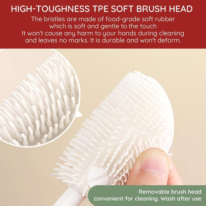 4PCS 360° Flexible Silicone Bottle Brush with Long Handle Soft Bristle Baby Bottle Brush Cleaner for Narrow Neck Water Bottles Straws Jars Deep Cleaning Brush Set 2025 New Bottle Cleaning Brush