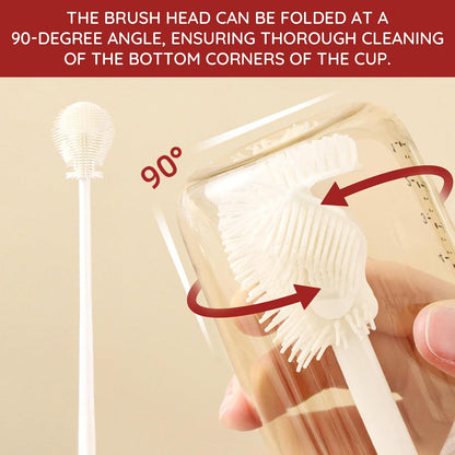 4PCS 360° Flexible Silicone Bottle Brush with Long Handle Soft Bristle Baby Bottle Brush Cleaner for Narrow Neck Water Bottles Straws Jars Deep Cleaning Brush Set 2025 New Bottle Cleaning Brush