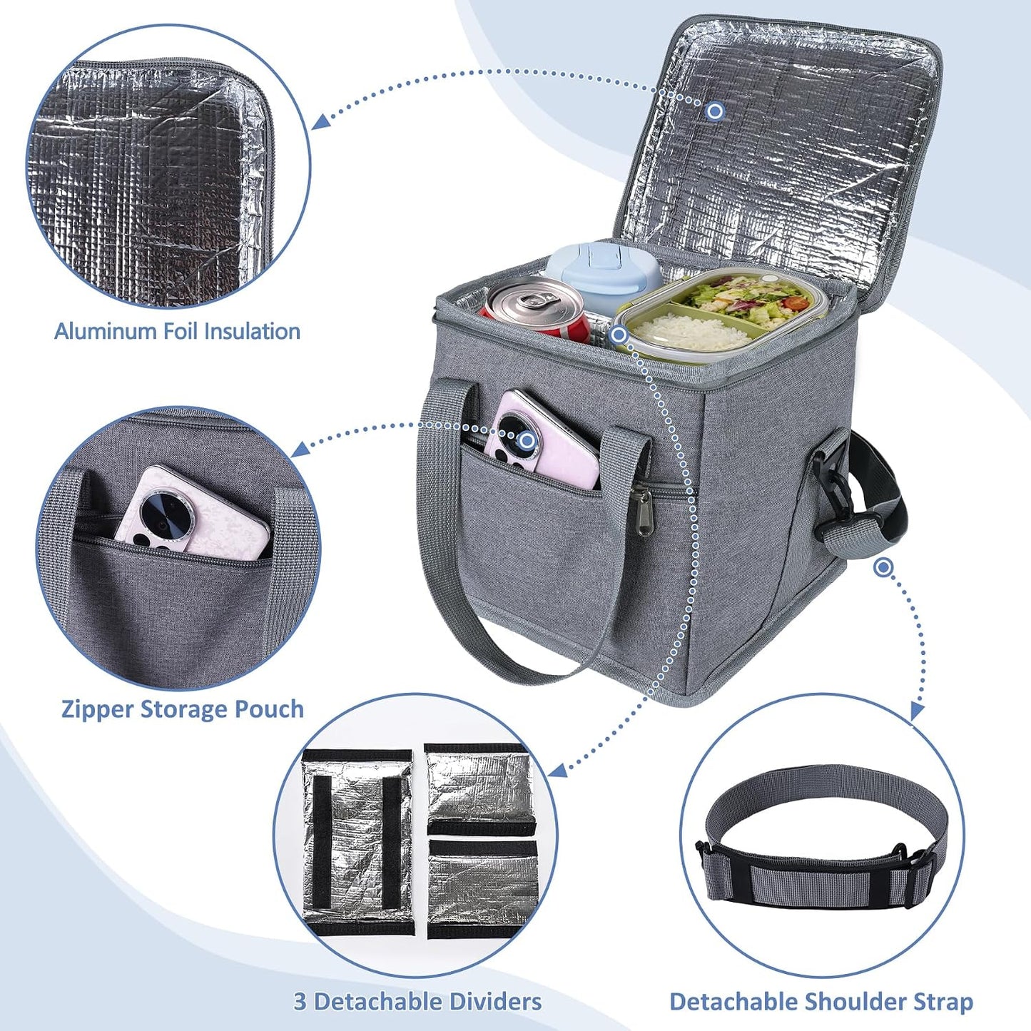 Drink Carrier with Handle for Car, 8.94"L x 8.27"W x 9.49"H, Black | Great for Car/Camping/Commuter Lunches, Customizable Anti-Tip Bottle Caddy, with Two Side Pockets