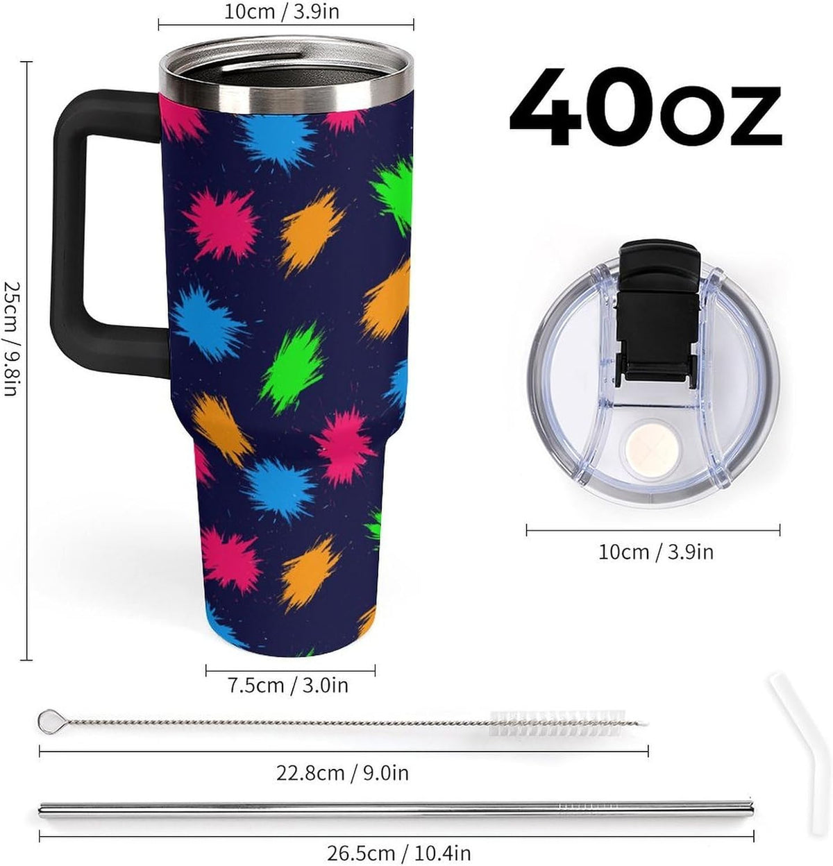 Leakproof Tumbler Vacuum Sealed Car Holder Friendly For Travel Simple Minimalist White Poppy Flower Pattern Coffee Mug Light Rose Red-style-27 - Colors B