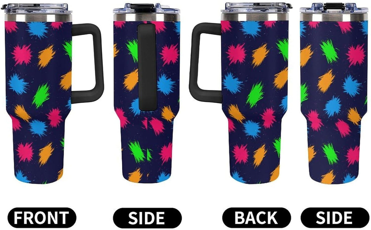 Leakproof Tumbler Vacuum Sealed Car Holder Friendly For Travel Simple Minimalist White Poppy Flower Pattern Coffee Mug Light Rose Red-style-27 - Colors B