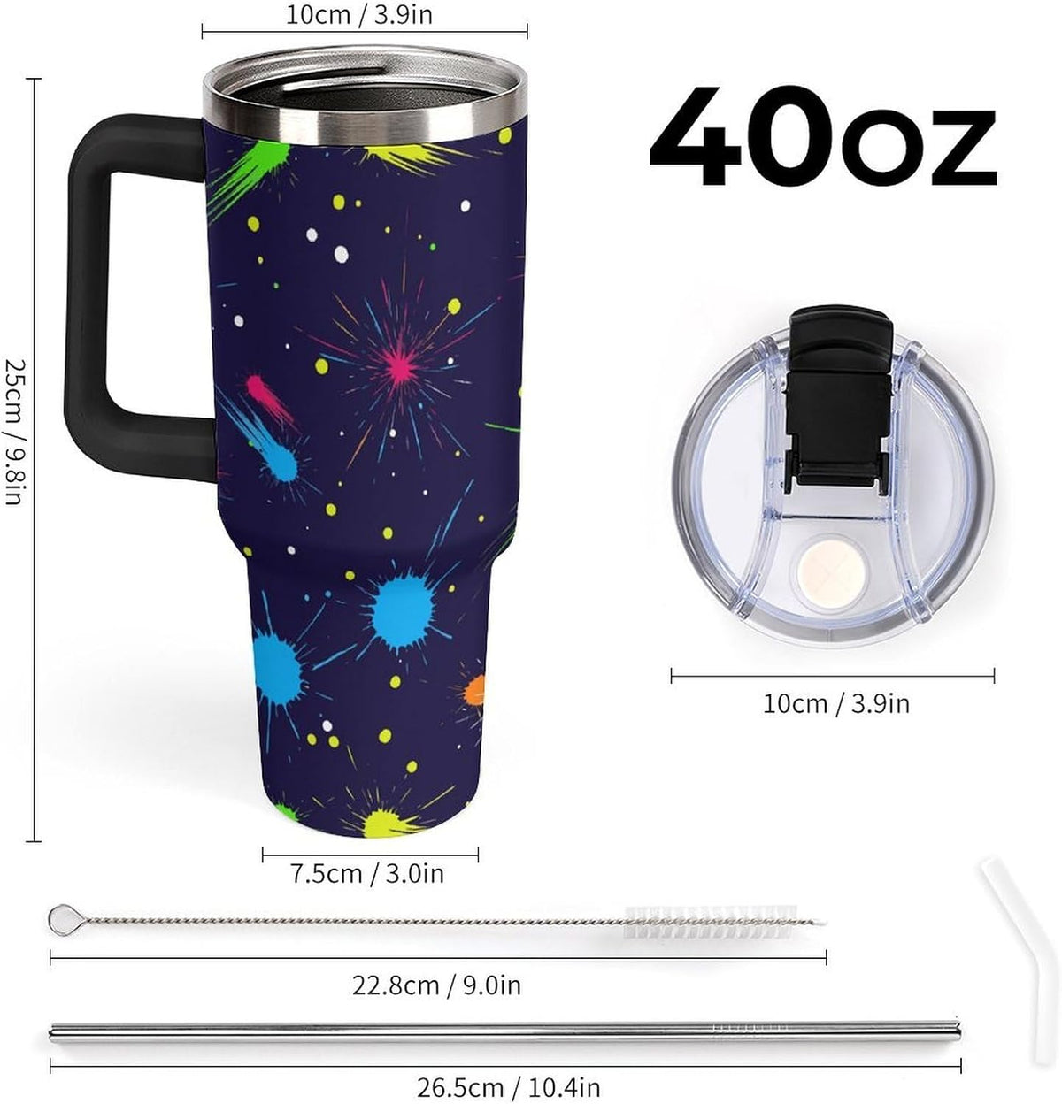 Leakproof Tumbler Vacuum Sealed Car Holder Friendly For Travel Simple Minimalist White Poppy Flower Pattern Coffee Mug Light Rose Red-style-27 - Colors B