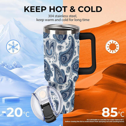 Leakproof Tumbler Vacuum Sealed Car Holder Friendly For Travel Simple Minimalist White Poppy Flower Pattern Coffee Mug Light Rose Red-style-27 - Colors B