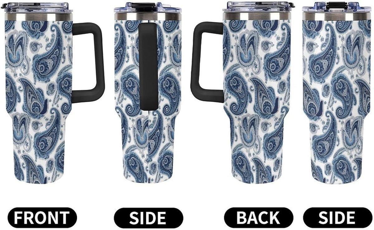 Leakproof Tumbler Vacuum Sealed Car Holder Friendly For Travel Simple Minimalist White Poppy Flower Pattern Coffee Mug Light Rose Red-style-27 - Colors B