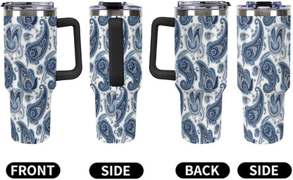 Leakproof Tumbler Vacuum Sealed Car Holder Friendly For Travel Simple Minimalist White Poppy Flower Pattern Coffee Mug Light Rose Red-style-27 - Colors B