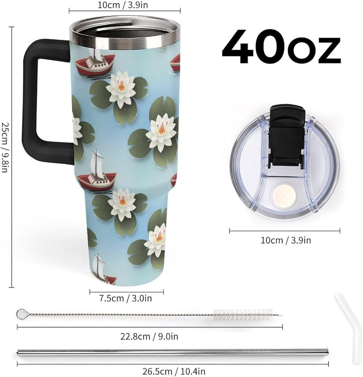 Leakproof Tumbler Vacuum Sealed Car Holder Friendly For Travel Simple Minimalist White Poppy Flower Pattern Coffee Mug Light Rose Red-style-27 - Colors B
