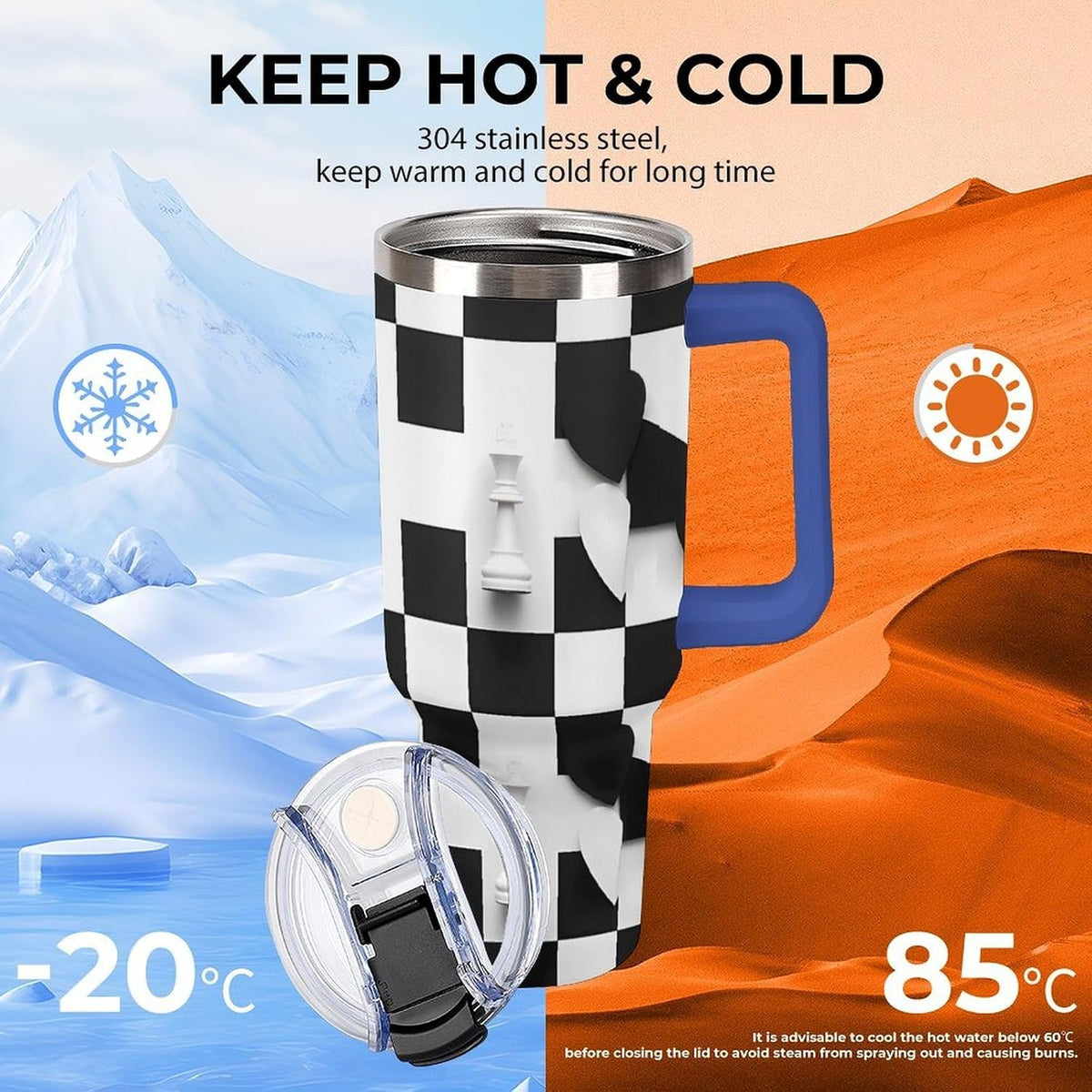 Leakproof Tumbler Vacuum Sealed Car Holder Friendly For Travel Simple Minimalist White Poppy Flower Pattern Coffee Mug Light Rose Red-style-27 - Colors B