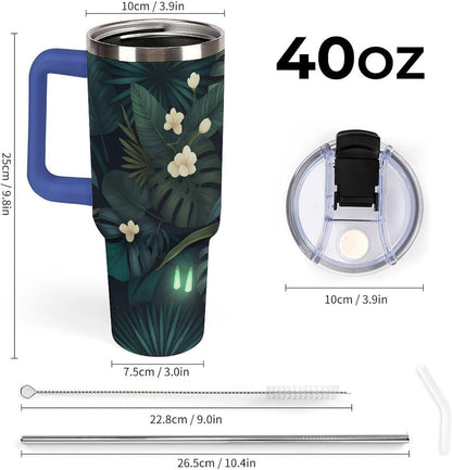 Leakproof Tumbler Vacuum Sealed Car Holder Friendly For Travel Simple Minimalist White Poppy Flower Pattern Coffee Mug Light Rose Red-style-27 - Colors B