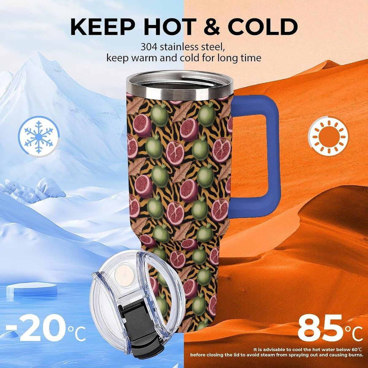 Leakproof Tumbler Vacuum Sealed Car Holder Friendly For Travel Simple Minimalist White Poppy Flower Pattern Coffee Mug Light Rose Red-style-27 - Colors B