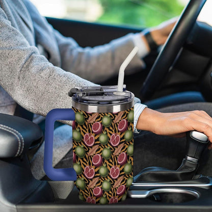 Leakproof Tumbler Vacuum Sealed Car Holder Friendly For Travel Simple Minimalist White Poppy Flower Pattern Coffee Mug Light Rose Red-style-27 - Colors B