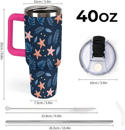 Leakproof Tumbler Vacuum Sealed Car Holder Friendly For Travel Simple Minimalist White Poppy Flower Pattern Coffee Mug Light Rose Red-style-27 - Colors B