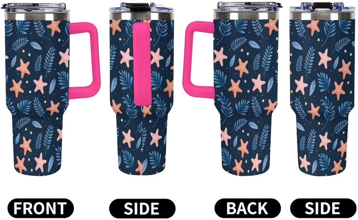 Leakproof Tumbler Vacuum Sealed Car Holder Friendly For Travel Simple Minimalist White Poppy Flower Pattern Coffee Mug Light Rose Red-style-27 - Colors B