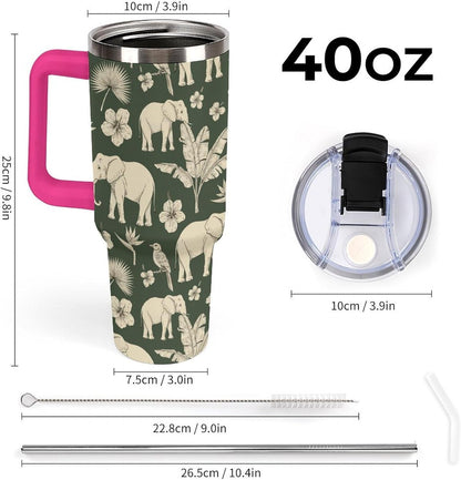 Leakproof Tumbler Vacuum Sealed Car Holder Friendly For Travel Simple Minimalist White Poppy Flower Pattern Coffee Mug Light Rose Red-style-27 - Colors B