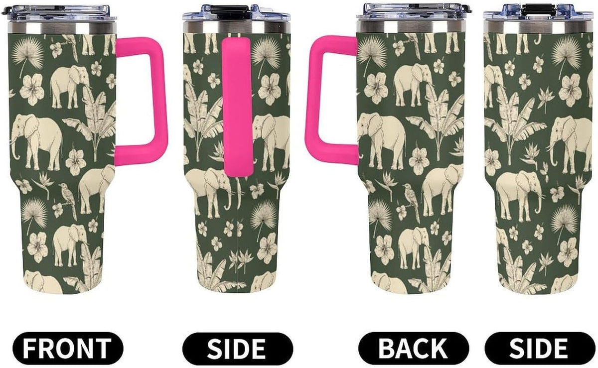 Leakproof Tumbler Vacuum Sealed Car Holder Friendly For Travel Simple Minimalist White Poppy Flower Pattern Coffee Mug Light Rose Red-style-27 - Colors B