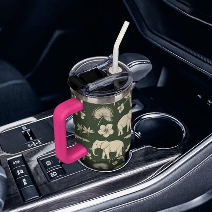 Leakproof Tumbler Vacuum Sealed Car Holder Friendly For Travel Simple Minimalist White Poppy Flower Pattern Coffee Mug Light Rose Red-style-27 - Colors B
