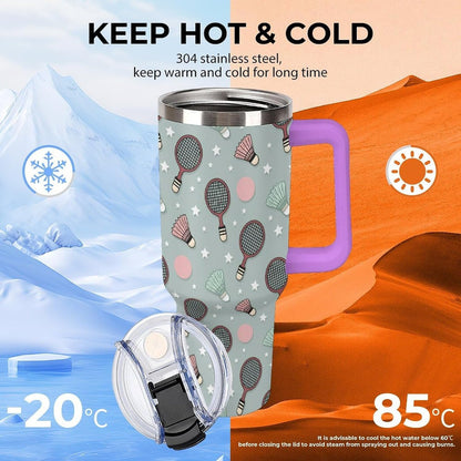 Leakproof Tumbler Vacuum Sealed Car Holder Friendly For Travel Simple Minimalist White Poppy Flower Pattern Coffee Mug Light Rose Red-style-27 - Colors B