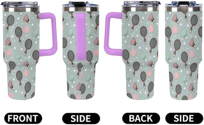 Leakproof Tumbler Vacuum Sealed Car Holder Friendly For Travel Simple Minimalist White Poppy Flower Pattern Coffee Mug Light Rose Red-style-27 - Colors B