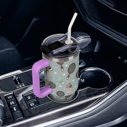 Leakproof Tumbler Vacuum Sealed Car Holder Friendly For Travel Simple Minimalist White Poppy Flower Pattern Coffee Mug Light Rose Red-style-27 - Colors B
