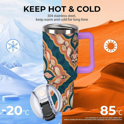 Leakproof Tumbler Vacuum Sealed Car Holder Friendly For Travel Simple Minimalist White Poppy Flower Pattern Coffee Mug Light Rose Red-style-27 - Colors B
