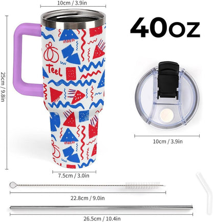 Leakproof Tumbler Vacuum Sealed Car Holder Friendly For Travel Simple Minimalist White Poppy Flower Pattern Coffee Mug Light Rose Red-style-27 - Colors B