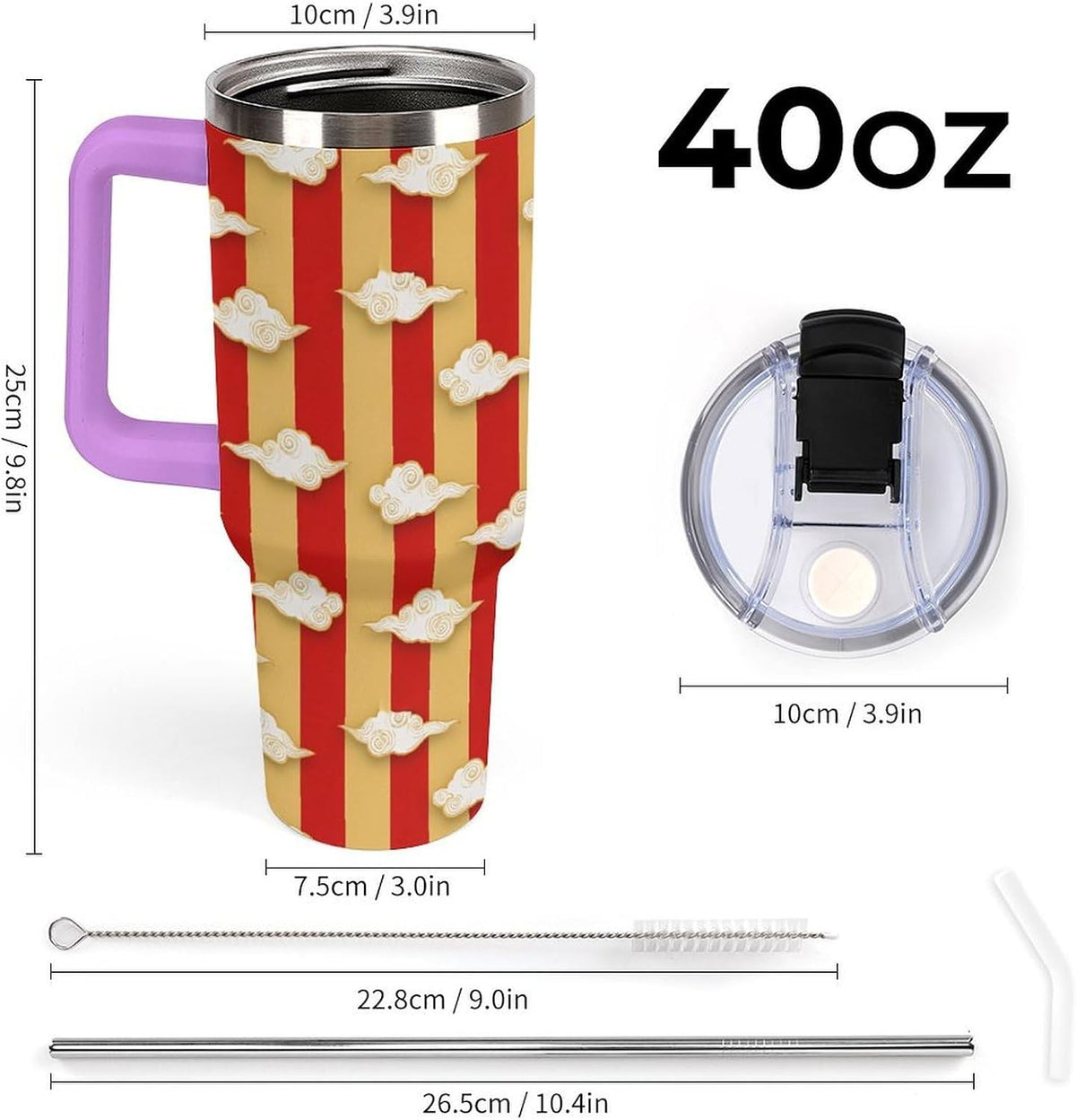 Leakproof Tumbler Vacuum Sealed Car Holder Friendly For Travel Simple Minimalist White Poppy Flower Pattern Coffee Mug Light Rose Red-style-27 - Colors B