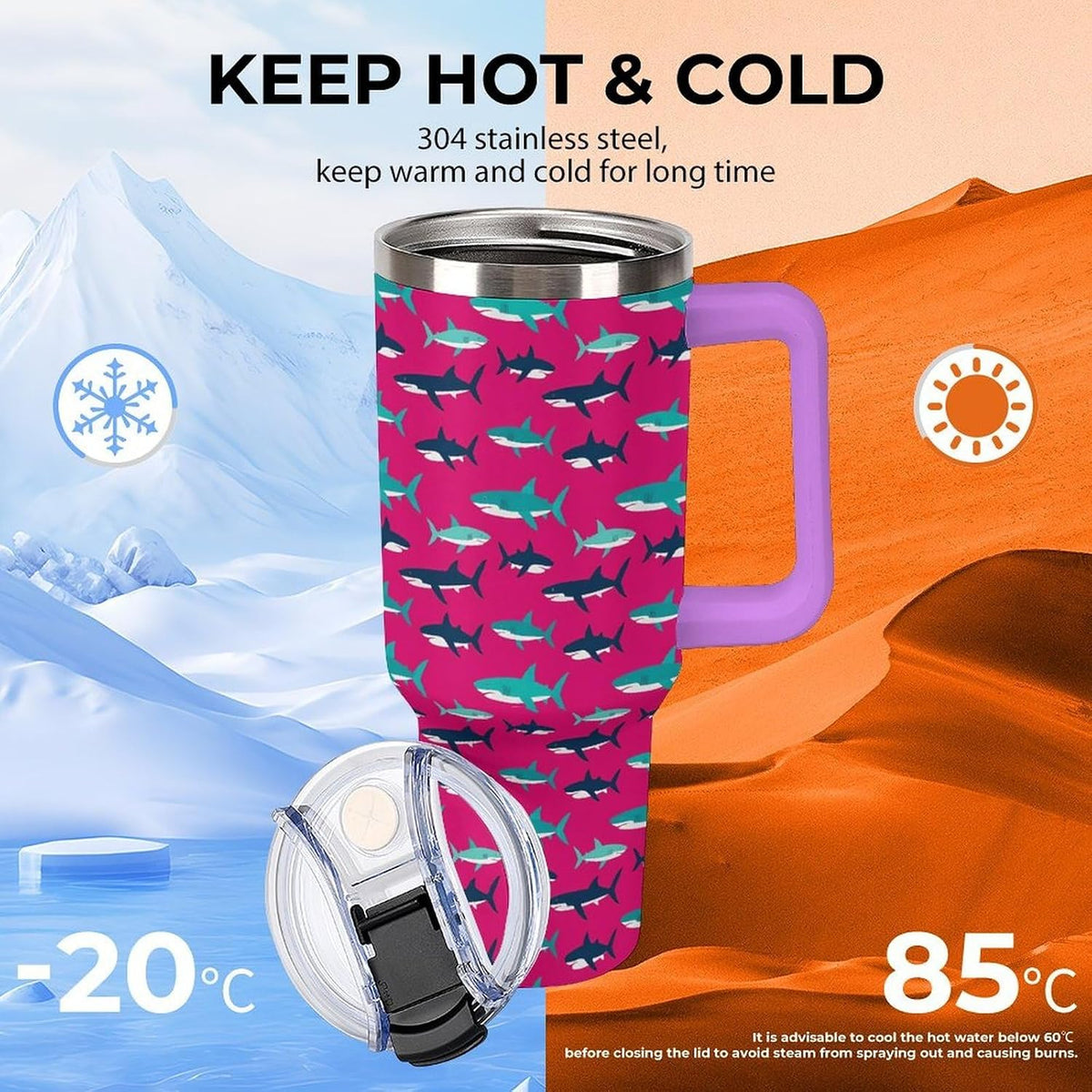 Leakproof Tumbler Vacuum Sealed Car Holder Friendly For Travel Simple Minimalist White Poppy Flower Pattern Coffee Mug Light Rose Red-style-27 - Colors B