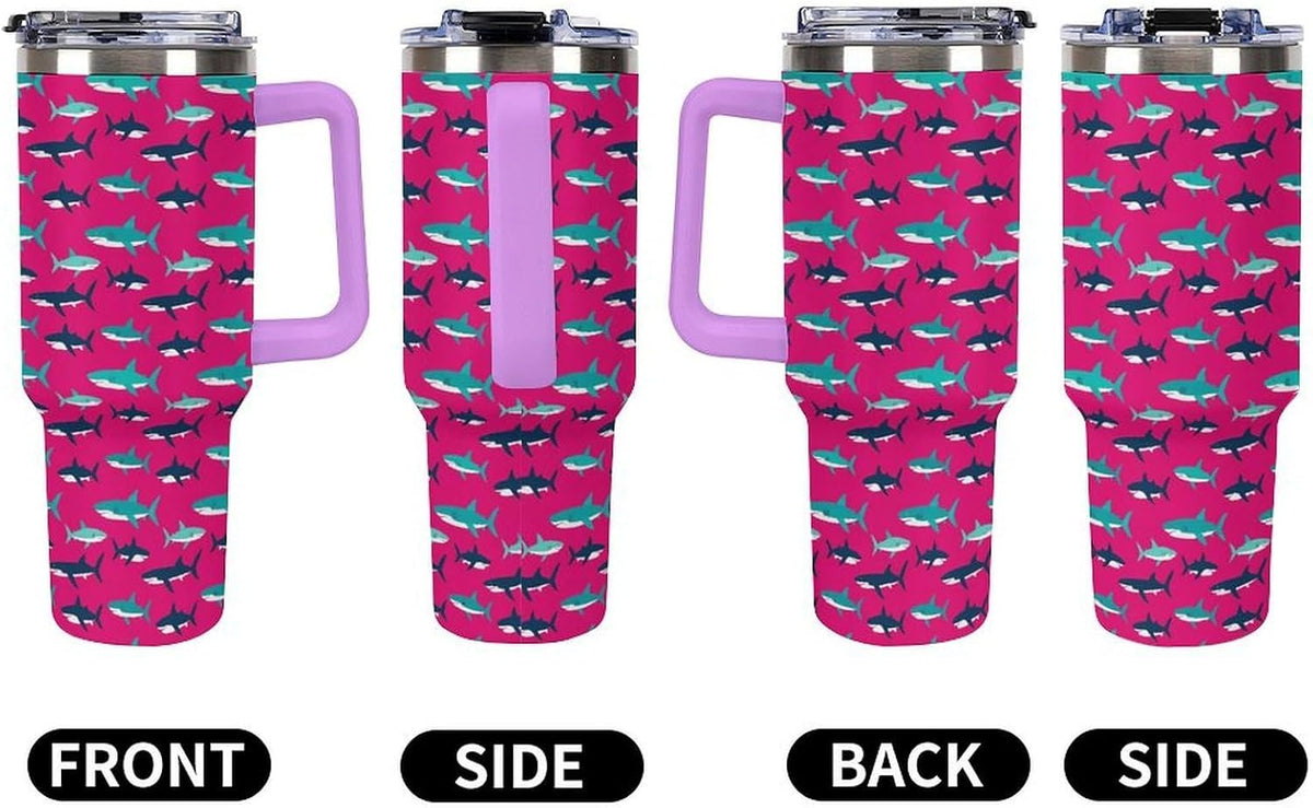 Leakproof Tumbler Vacuum Sealed Car Holder Friendly For Travel Simple Minimalist White Poppy Flower Pattern Coffee Mug Light Rose Red-style-27 - Colors B
