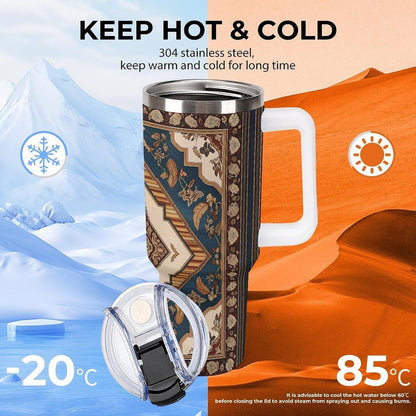 Leakproof Tumbler Vacuum Sealed Car Holder Friendly For Travel Simple Minimalist White Poppy Flower Pattern Coffee Mug Light Rose Red-style-27 - Colors B
