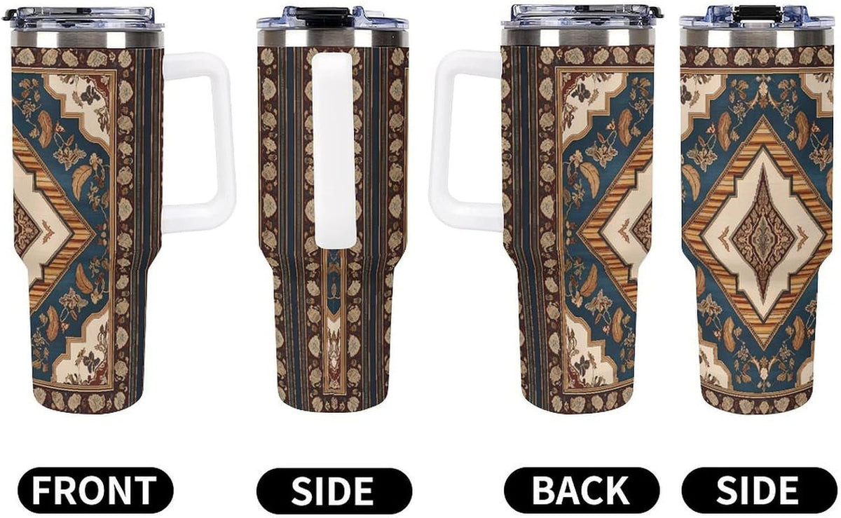 Leakproof Tumbler Vacuum Sealed Car Holder Friendly For Travel Simple Minimalist White Poppy Flower Pattern Coffee Mug Light Rose Red-style-27 - Colors B
