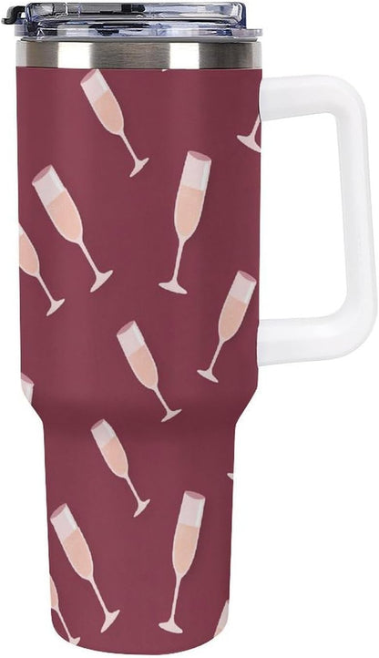 Leakproof Tumbler Vacuum Sealed Car Holder Friendly For Travel Simple Minimalist White Poppy Flower Pattern Coffee Mug Light Rose Red-style-27 - Colors B