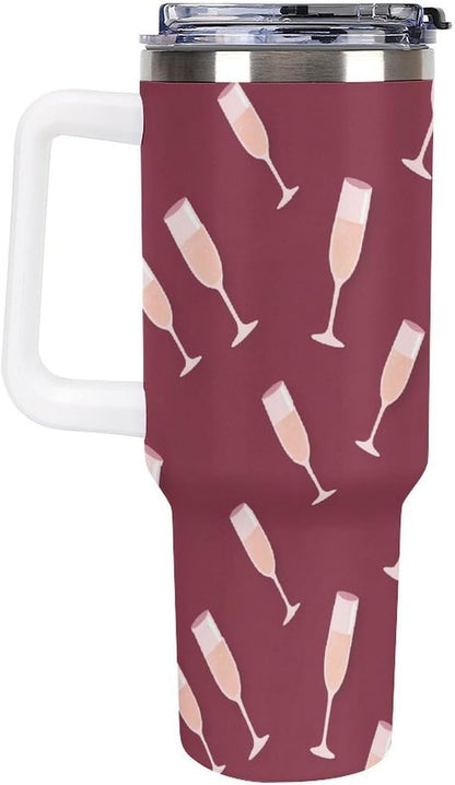 Leakproof Tumbler Vacuum Sealed Car Holder Friendly For Travel Simple Minimalist White Poppy Flower Pattern Coffee Mug Light Rose Red-style-27 - Colors B