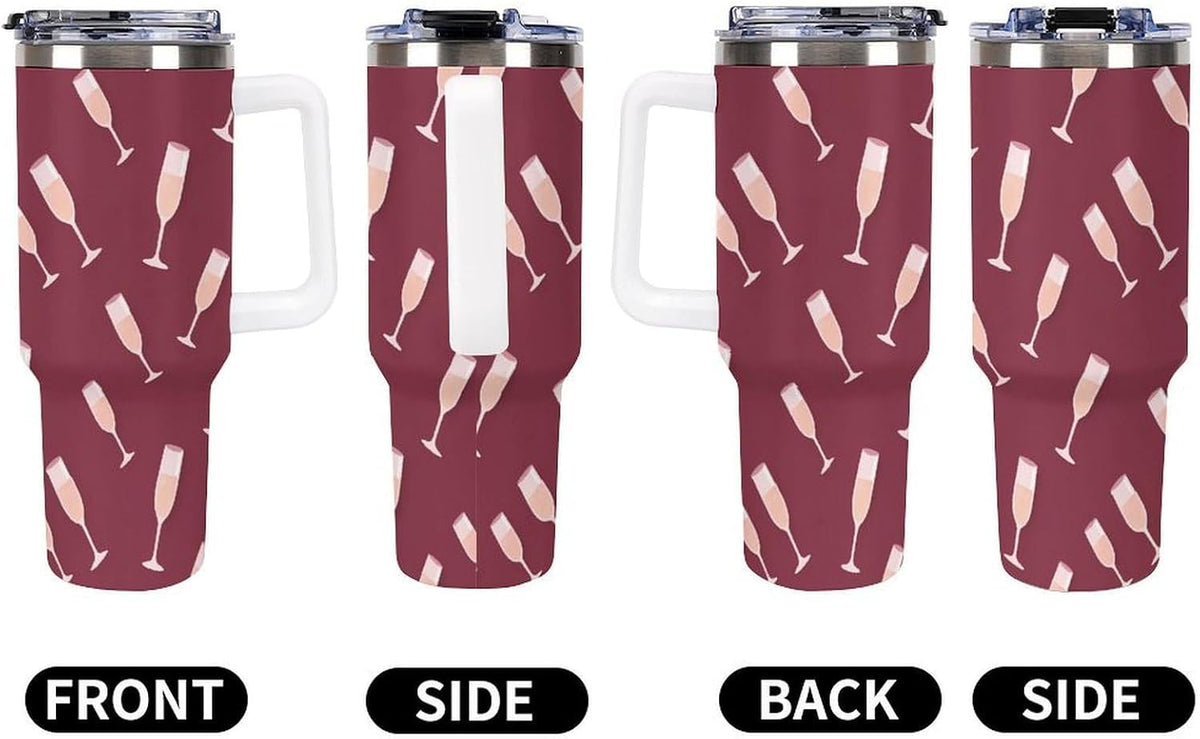 Leakproof Tumbler Vacuum Sealed Car Holder Friendly For Travel Simple Minimalist White Poppy Flower Pattern Coffee Mug Light Rose Red-style-27 - Colors B