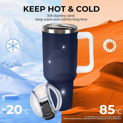 Leakproof Tumbler Vacuum Sealed Car Holder Friendly For Travel Simple Minimalist White Poppy Flower Pattern Coffee Mug Light Rose Red-style-27 - Colors B