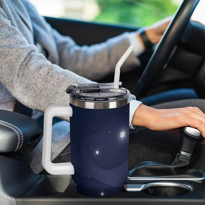 Leakproof Tumbler Vacuum Sealed Car Holder Friendly For Travel Simple Minimalist White Poppy Flower Pattern Coffee Mug Light Rose Red-style-27 - Colors B