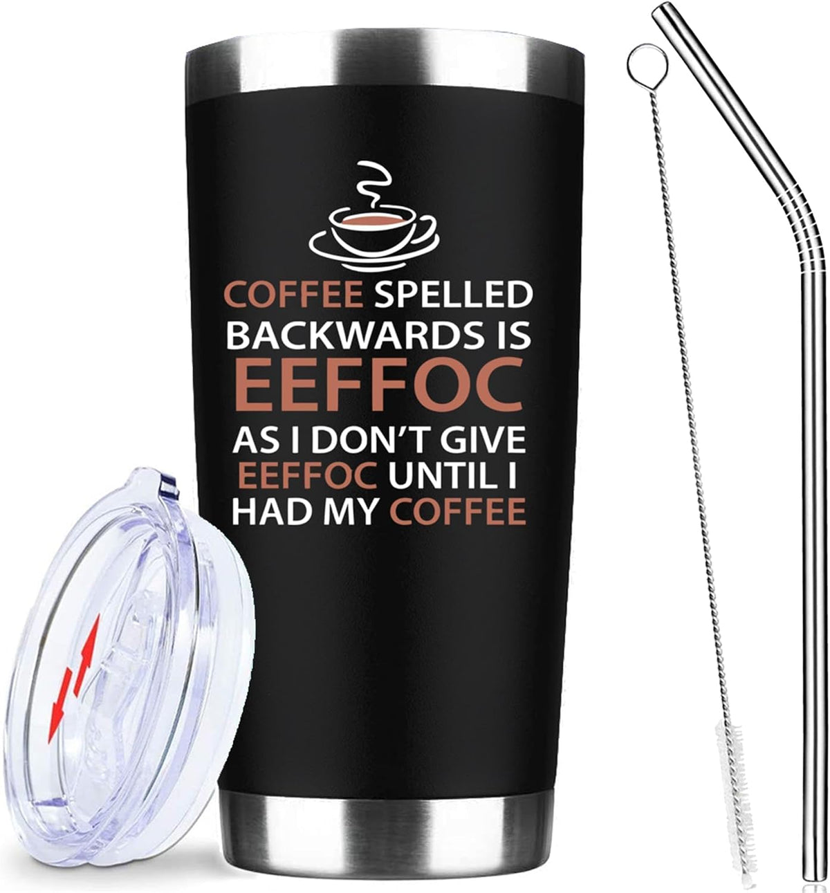 20oz Funny Coffee Quote Insulated Stainless Steel Tumbler with Lid | Double Wall Insulated Mug, Coffee Cup Design, Gift for Coffee Lovers Boss Coworkers Friends, Fits Birthday Office Holiday