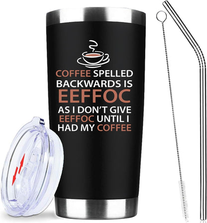 20oz Funny Coffee Quote Insulated Stainless Steel Tumbler with Lid | Double Wall Insulated Mug, Coffee Cup Design, Gift for Coffee Lovers Boss Coworkers Friends, Fits Birthday Office Holiday